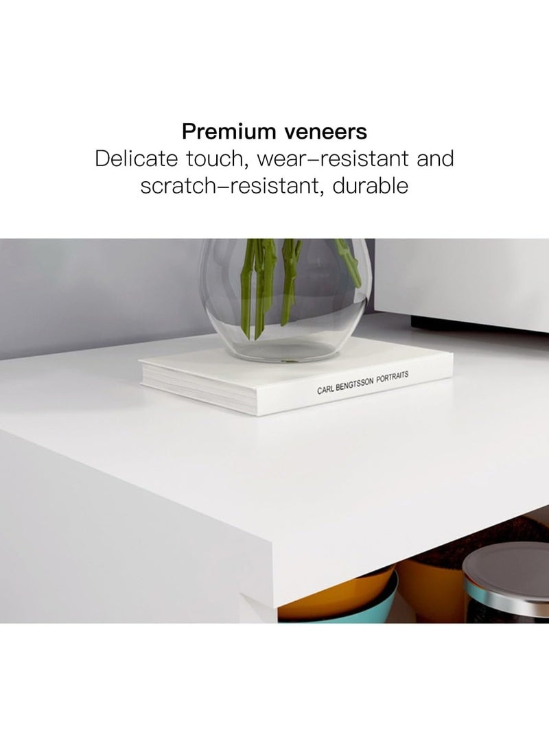 دولاب جانبي للتخزين في المطبخ من شاربدو زاوية قهوة عصرية بسيطة متعددة الوظائف مع درج واحد و3 رفوف قابلة للتعديل مناسبة للمطبخ وغرفة المعيشة الطعام أبيض - Image 5